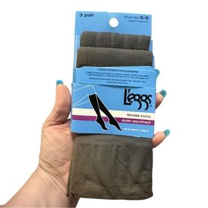 L’eggs Trouser Socks 3pr Sable Brown • 2009 Vintage Nylon Spandex • Size 5–9 NWT